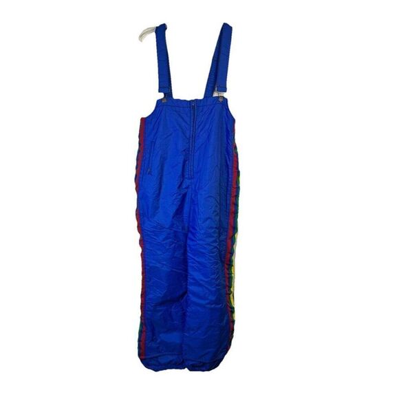 vintage‎ Snowmobile Sears retro punk 1970s Ski Pants Bibs rainbow stripes size L - Picture 1 of 12
